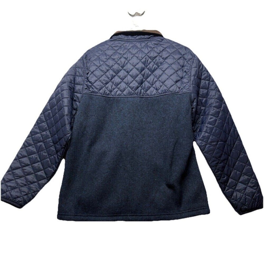 Mens Lands End Navy Blue Quilted Sweater Jacket Full Zip Size M Corduroy Barn - Picture 5 of 6